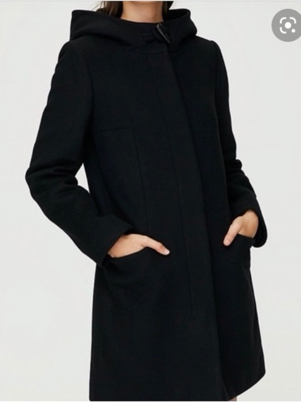 Babaton pierre Black Hooded Coat with Chain Hanger Detail